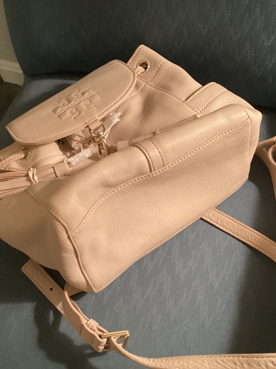 Tory Burch Soft Pink Drawstring Leather Backpack with Tassels main image 9